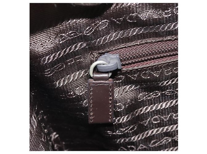 PRADA Borsa a mano in pelle marrone argento Auth 172276 - vista 22