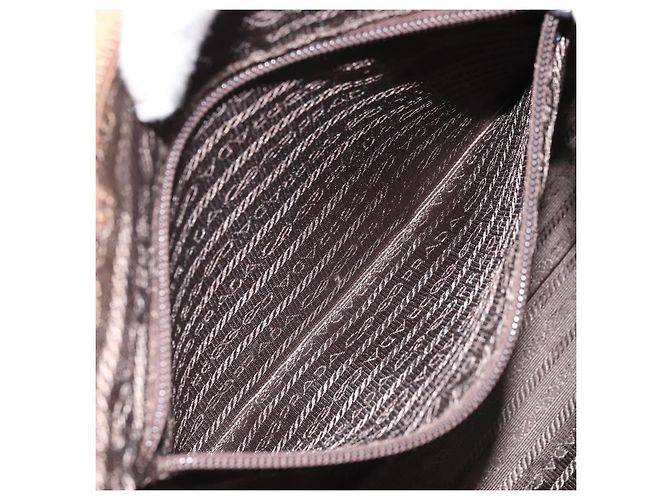 PRADA Borsa a mano in pelle marrone argento Auth 172276 - vista 23