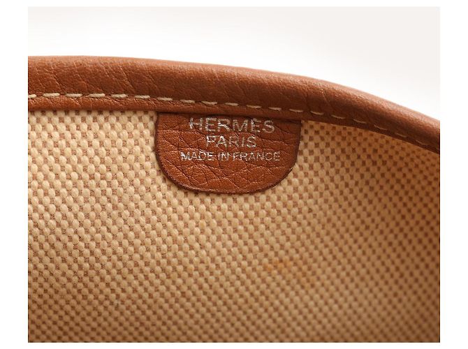 Borsa a tracolla Hermès Evelyne in tela beige e pelle marrone - vista 3