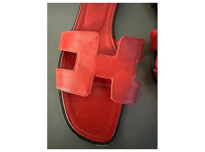 Sandali Hermès Oran in pelle rossa Rosso - vista 3