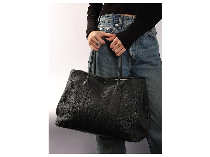 Hermès Garden Party Tote in pelle nera Nero - vista 13
