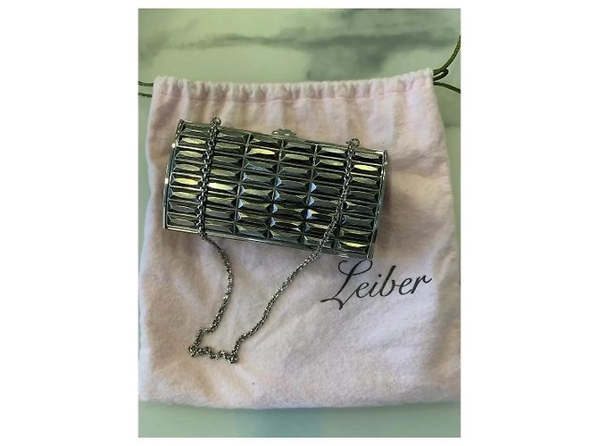 Clutch Judith Leiber Goddess in Metallo Argento e Pitone - vista 12