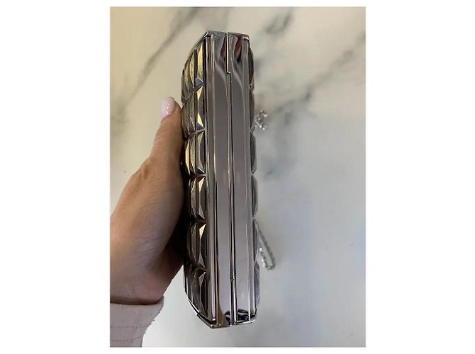 Clutch Judith Leiber Goddess in Metallo Argento e Pitone - vista 4