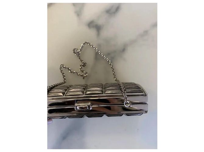 Clutch Judith Leiber Goddess in Metallo Argento e Pitone - vista 5