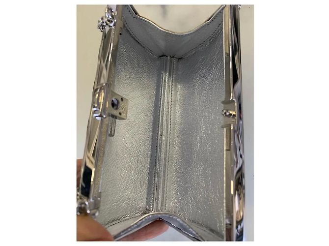 Clutch Judith Leiber Goddess in Metallo Argento e Pitone - vista 7