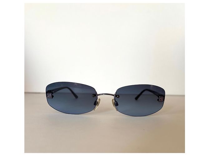 Occhiali da sole Chanel Blue Silver Rimless 4067 Argento Blu - vista 2