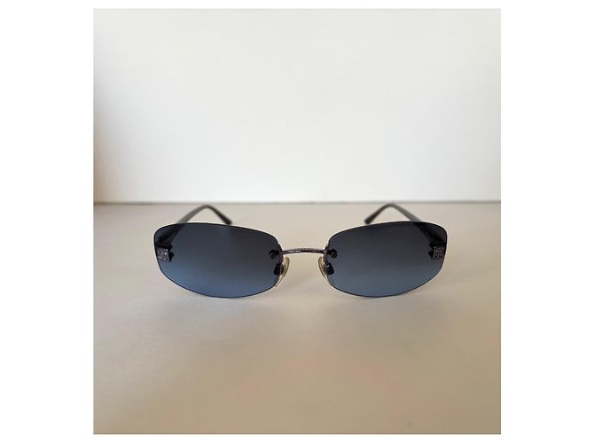 Occhiali da sole Chanel Blue Silver Rimless 4067 Argento Blu - vista 3