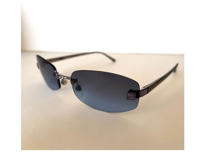 Occhiali da sole Chanel Blue Silver Rimless 4067 Argento Blu - vista 4