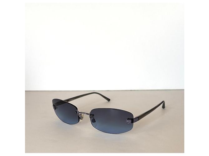 Occhiali da sole Chanel Blue Silver Rimless 4067 Argento Blu - vista 5