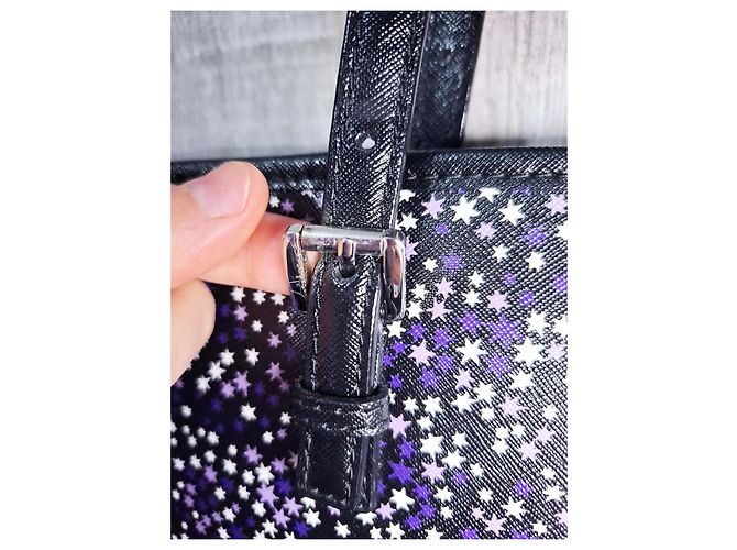 Borsa Tote Michael Kors Jet Set Viola Lilla Stelle Nero Multicolore Porpora Lavanda - vista 11