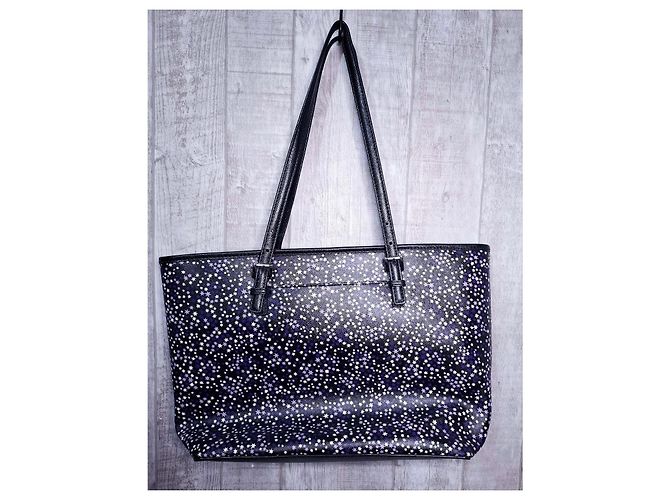 Borsa Tote Michael Kors Jet Set Viola Lilla Stelle Nero Multicolore Porpora Lavanda - vista 12