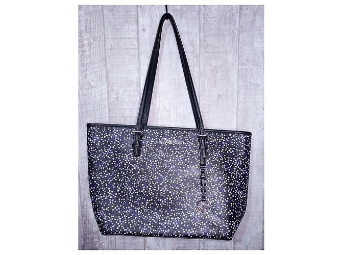 Borsa Tote Michael Kors Jet Set Viola Lilla Stelle Nero Multicolore Porpora Lavanda - vista 2