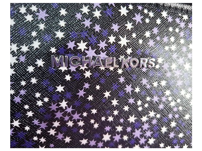 Borsa Tote Michael Kors Jet Set Viola Lilla Stelle Nero Multicolore Porpora Lavanda - vista 9