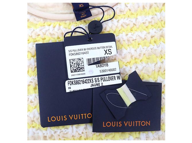 Louis Vuitton Crinkle Kurzarm Strick-Nylon-Oberteil Gelb - Ansicht 11