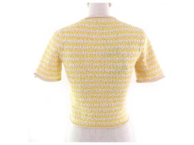 Louis Vuitton Crinkle Kurzarm Strick-Nylon-Oberteil Gelb - Ansicht 3