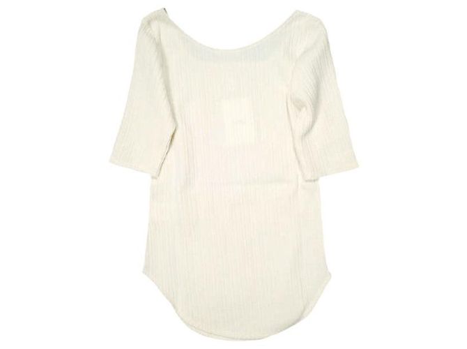 Autre Marque TOPS DE CUELLO PROFUNDO RIB CLANE  Tops de algodón y poliéster Blanco - vista 2