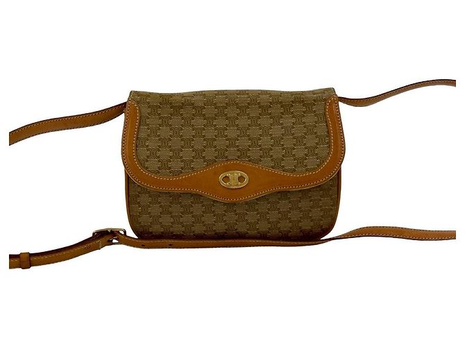 Céline Borsa a tracolla Celine Macadam Triomphe in pelle Marrone - vista 2