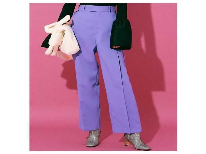 Autre Marque MAISON SPECIAL Color Wide Tapered Pants Polyester Pants Purple - view 3