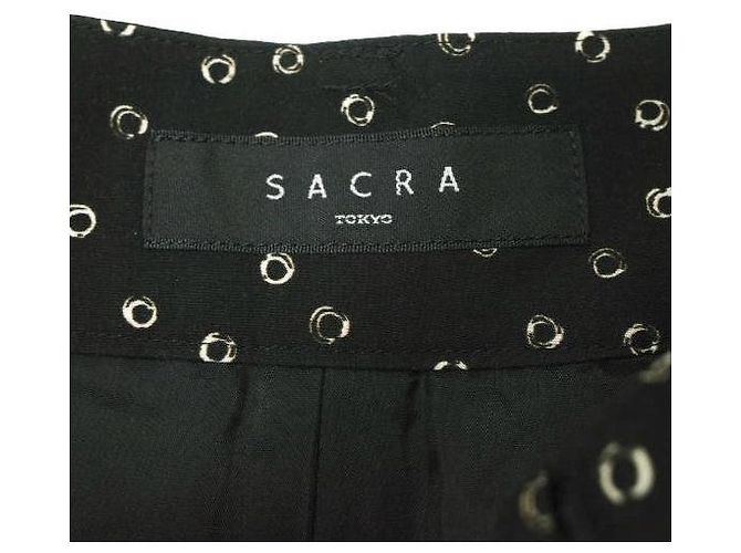 Autre Marque Pantalones anchos de rayón con patrón Komon SACRA Negro - vista 3