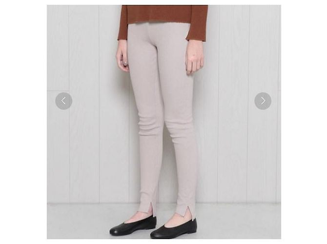 Autre Marque H BEAUTY&YOUTH LEGGINGS RIB Leggings de algodón Beige - vista 3
