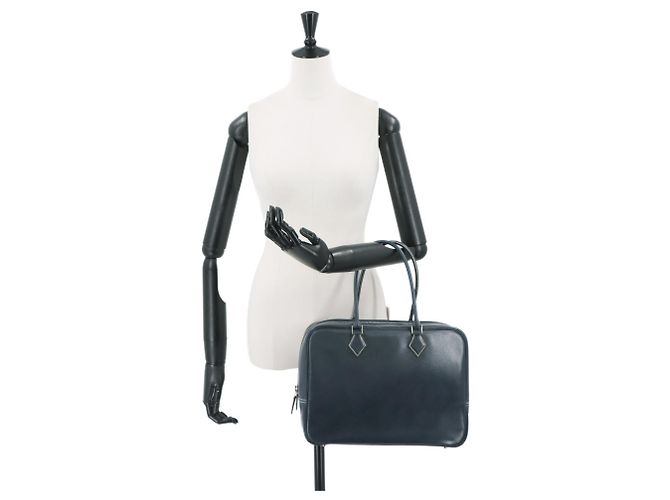 Borsa Hermès Plume, blu navy, Lise, timbro E, hardware in argento - vista 10