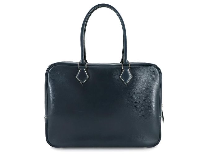 Borsa Hermès Plume, blu navy, Lise, timbro E, hardware in argento - vista 3