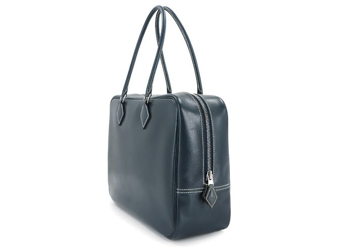 Borsa Hermès Plume, blu navy, Lise, timbro E, hardware in argento - vista 4