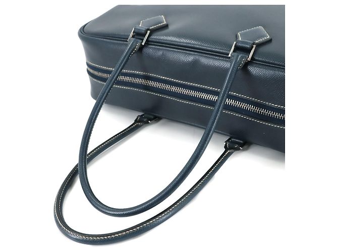 Borsa Hermès Plume, blu navy, Lise, timbro E, hardware in argento - vista 6