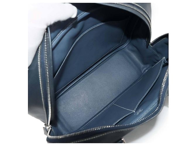 Borsa Hermès Plume, blu navy, Lise, timbro E, hardware in argento - vista 7