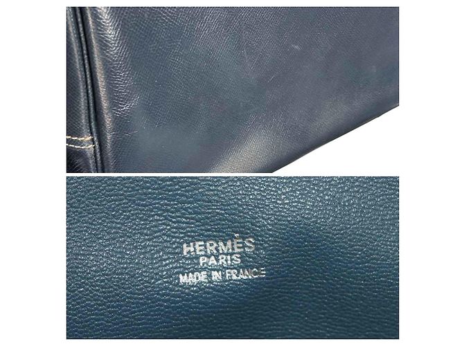 Borsa Hermès Plume, blu navy, Lise, timbro E, hardware in argento - vista 8