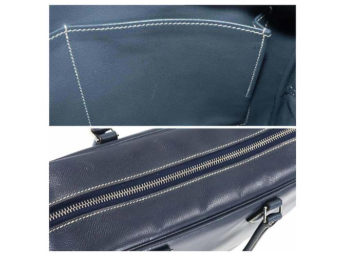 Borsa Hermès Plume, blu navy, Lise, timbro E, hardware in argento - vista 9