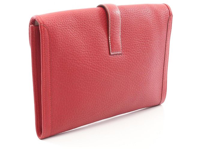 Hermès Jige PM Borsa Second/Borsa Clutch, Pelle Fjord, Donna, Rosso - vista 2