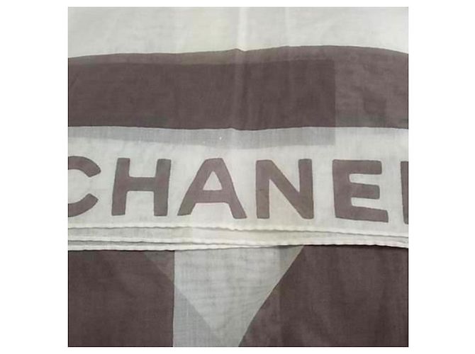 Stola/Scarf CHANEL da Donna in Cotone Bianco e Grigio Marrone - vista 4