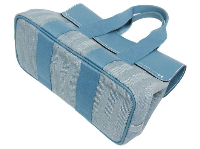 Hermès Borsa a mano da donna in cotone e poliestere Hermes Valparaiso PM blu - vista 3
