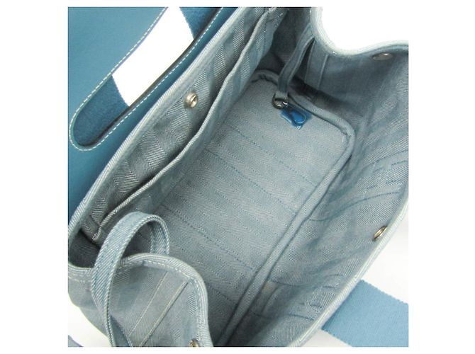 Hermès Borsa a mano da donna in cotone e poliestere Hermes Valparaiso PM blu - vista 4