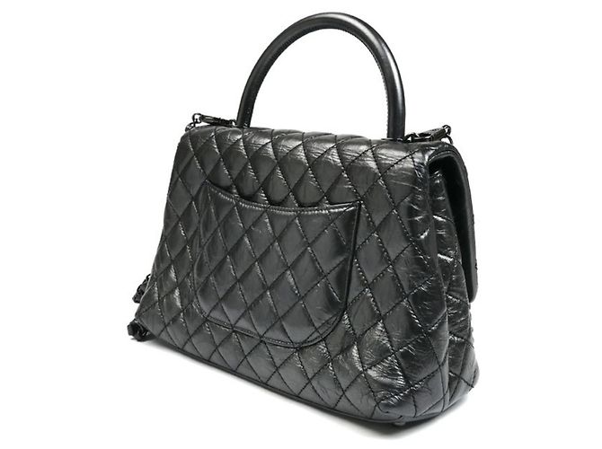 Borsa a Spalla Coco Handle in Pelle di Vitello Invecchiata per Donne CHANEL Nero - vista 2