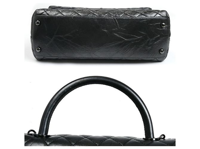Borsa a Spalla Coco Handle in Pelle di Vitello Invecchiata per Donne CHANEL Nero - vista 3