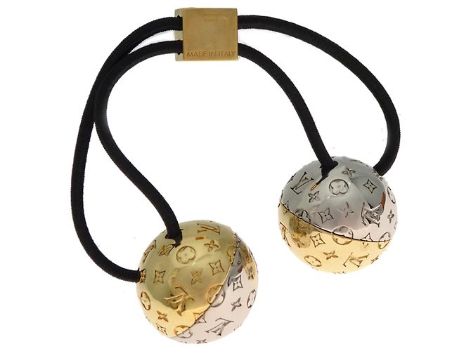 Scrunchie Nanogram Planet Louis Vuitton, Donna, , Metallo, Nero - vista 2