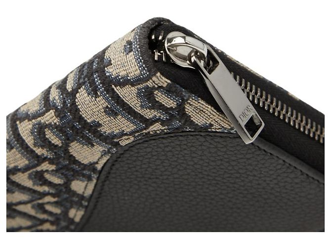 Christian Dior Dior Oblique Saddle Long Zip Wallet Navy Canvas Leather Men's - view 5