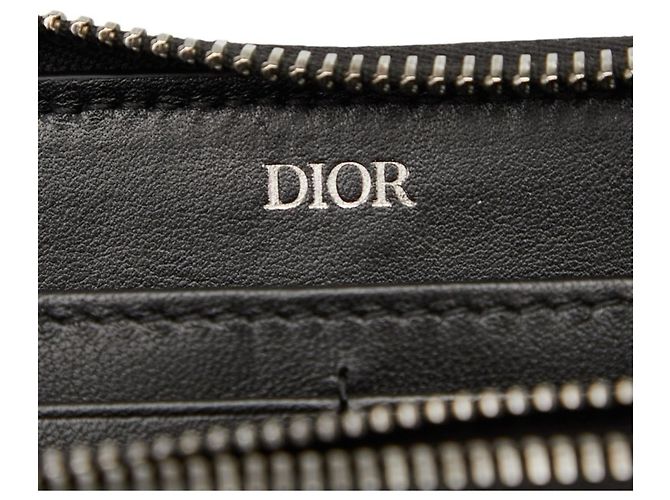 Christian Dior Dior Oblique Saddle Long Zip Wallet Navy Canvas Leather Men's - view 7