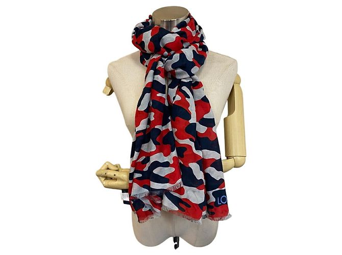 LOUIS VUITTON Sciarpa/Stola Monogramma Camouflage, Blu Navy, Donna Rosso - vista 8