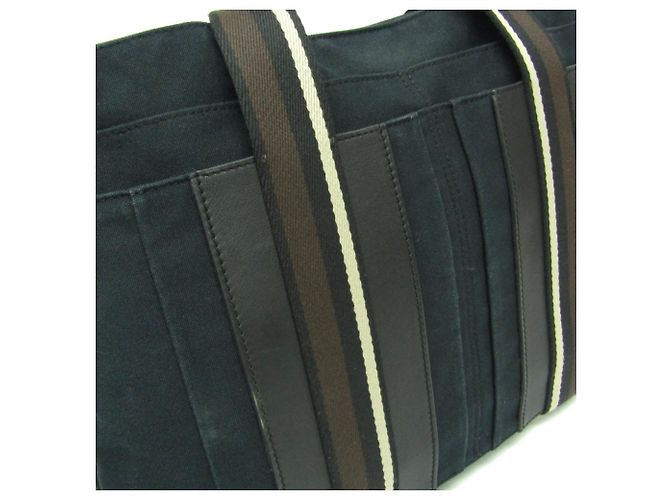 Borsa Hermès Troca Horizontal MM per uomini e donne in pelle e cotone nero, marrone scuro - vista 10