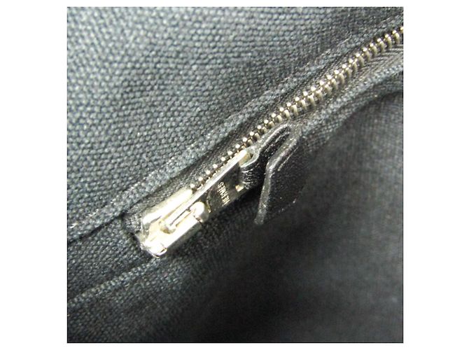 Borsa Hermès Troca Horizontal MM per uomini e donne in pelle e cotone nero, marrone scuro - vista 12