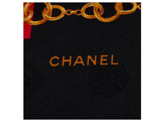 Sciarpa Muffler Chain Coco Mark di Chanel in seta nera, rossa e multicolore per donne Nero - vista 3