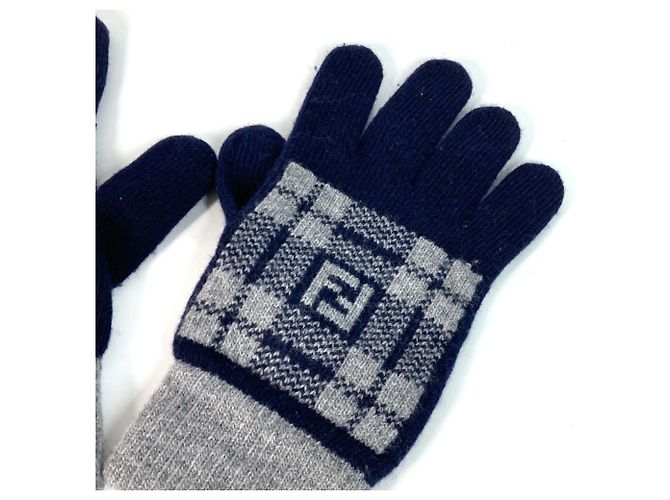 Fendi Check FF Bicolor Glove gloves Navy gray - view 3