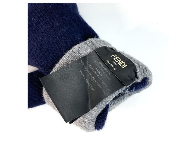 Fendi Check FF Bicolor Glove gloves Navy gray - view 6