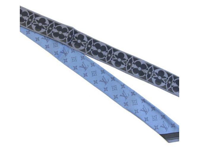 Bufanda Bandeau Louis Vuitton Gris Azul % Seda Corbata Cinta LV LOUIS VUITTON - vista 2