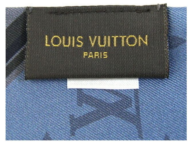 Bufanda Bandeau Louis Vuitton Gris Azul % Seda Corbata Cinta LV LOUIS VUITTON - vista 4