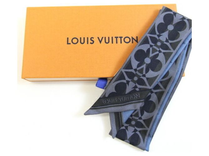 Bufanda Bandeau Louis Vuitton Gris Azul % Seda Corbata Cinta LV LOUIS VUITTON - vista 5