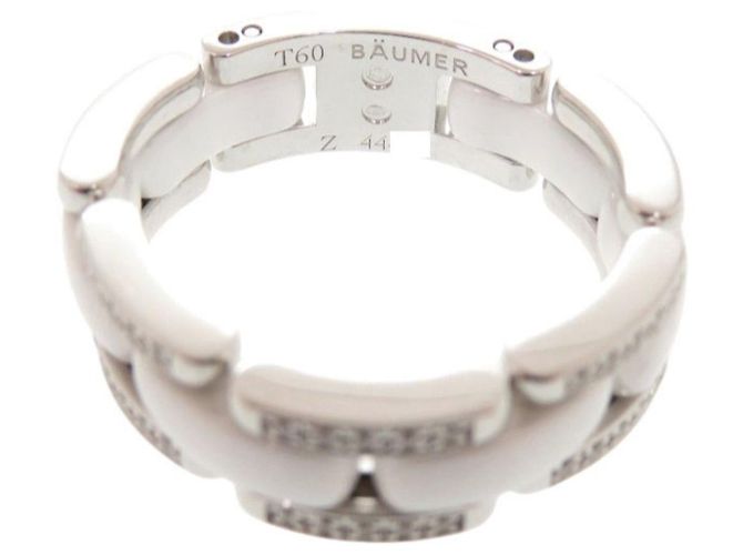 Chanel Ultra Collection Medium # White Ceramic and Silver Diamond Ring, , Gold. - view 4